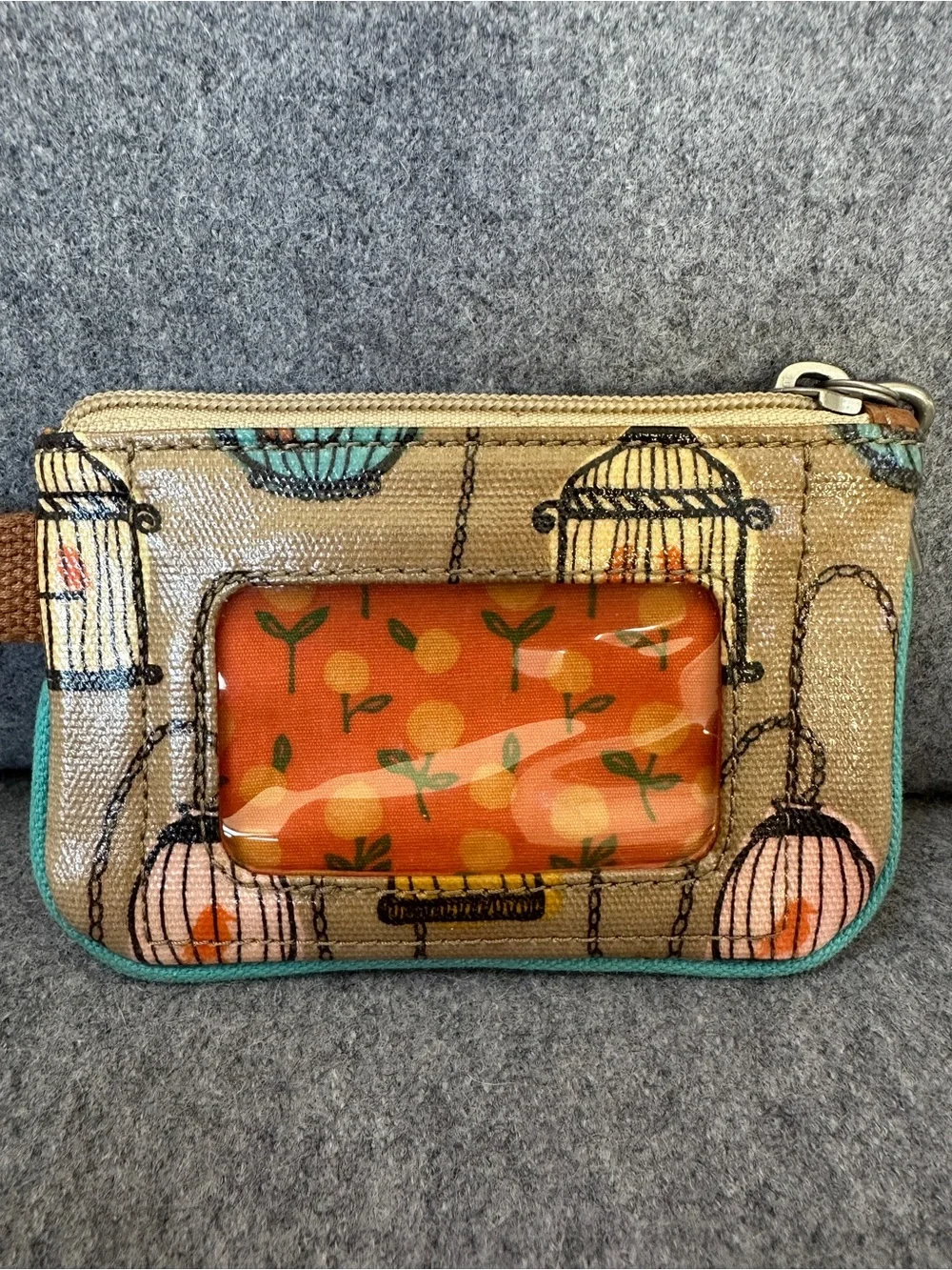 Fossil key-per novelty bird birdcage colorful coasted canvas key and card holder